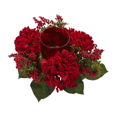 Nearly Natural Hydrangea & Berry Candelabrum Christmas Tabletop Decor