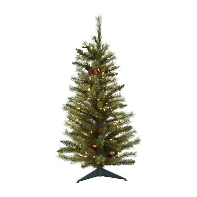 Nearly Natural Withcones 3 Foot Pre-Lit Christmas Tree