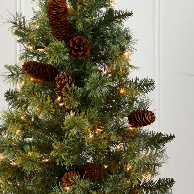 Nearly Natural Withcones 3 Foot Pre-Lit Christmas Tree