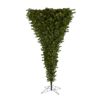 Nearly Natural Upside Down Faux 8 Foot Pre-Lit Spruce Christmas Tree