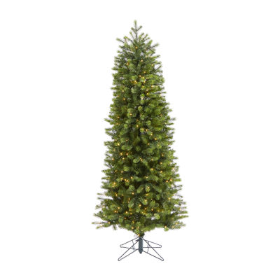 Nearly Natural Slim Faux 6 1/2 Foot Pre-Lit Spruce Christmas Tree