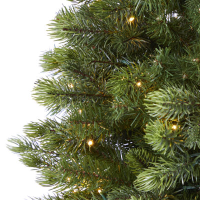 Nearly Natural Slim Faux 6 1/2 Foot Pre-Lit Spruce Christmas Tree