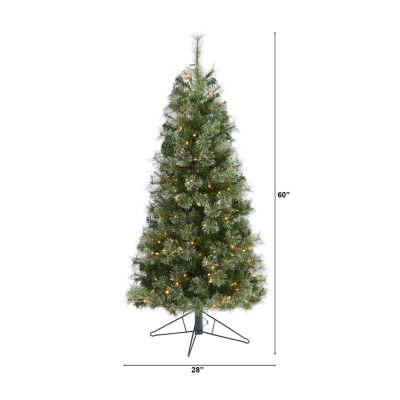 Nearly Natural Cashmere Slim Faux 5 Foot Pre-Lit Christmas Tree