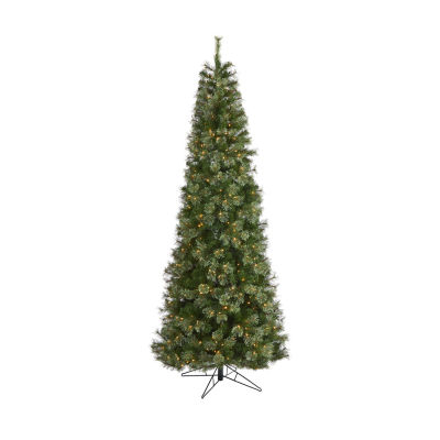 Nearly Natural Cashmere Slim Faux 9 Foot Pre-Lit Christmas Tree