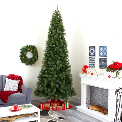 Nearly Natural Cashmere Slim Faux 10 Foot Pre-Lit Christmas Tree