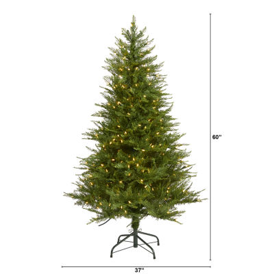 Nearly Natural Wisconsin Faux 5 Foot Pre-Lit Fir Christmas Tree