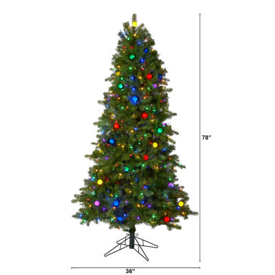 Nearly Natural Montana Mountain Faux 6 1/2 Foot Pre-Lit Fir Christmas Tree