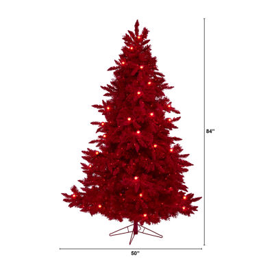 Nearly Natural Flocked Faux 7 Foot Pre-Lit Fir Christmas Tree