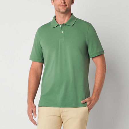 St. John's Bay Premium Stretch Mens Slim Fit Short Sleeve Polo Shirt In Green