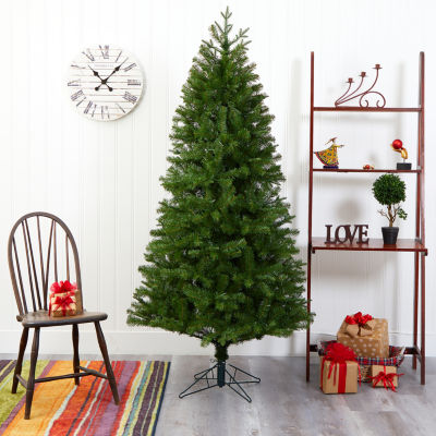 Nearly Natural Faux 6 1/2 Foot Pre-Lit Spruce Christmas Tree