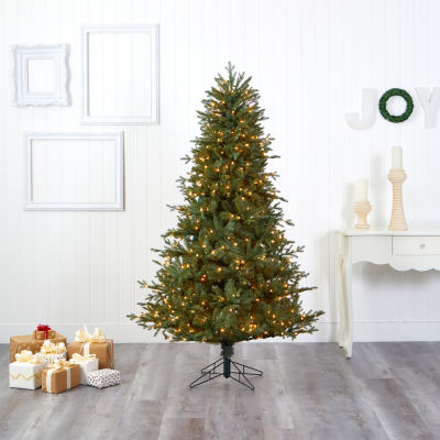 Nearly Natural Faux 6 1/2 Foot Pre-Lit Spruce Christmas Tree