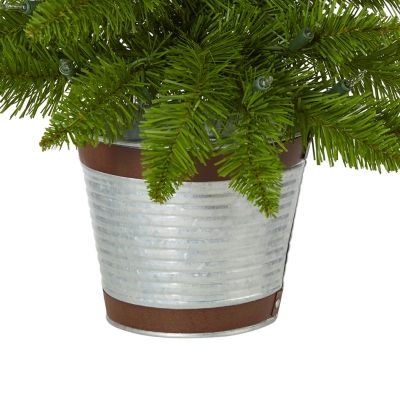 Nearly Natural Faux In Planter 2 Foot Pre-Lit Pine Christmas Tree