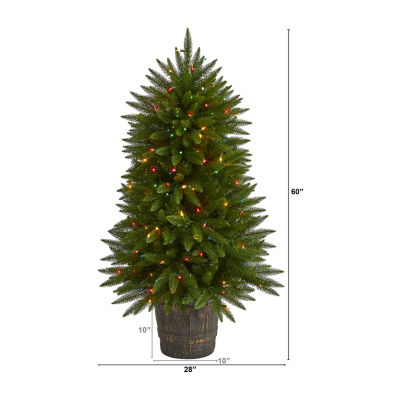 Nearly Natural Sierra Faux 5 Foot Pre-Lit Fir Christmas Tree