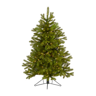 Nearly Natural Flat Back Faux 4 Foot Pre-Lit Spruce Christmas Tree