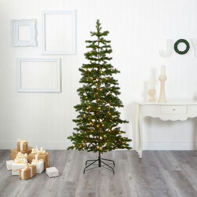 Nearly Natural Faux 6 1/2 Foot Pre-Lit Spruce Christmas Tree