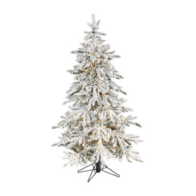 Nearly Natural Flocked Faux 5 Foot Pre-Lit Fir Christmas Tree