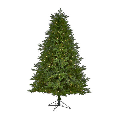 Nearly Natural Real Touch Faux 7 Foot Pre-Lit Fir Christmas Tree