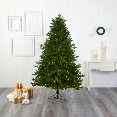 Nearly Natural Real Touch Faux 7 Foot Pre-Lit Fir Christmas Tree