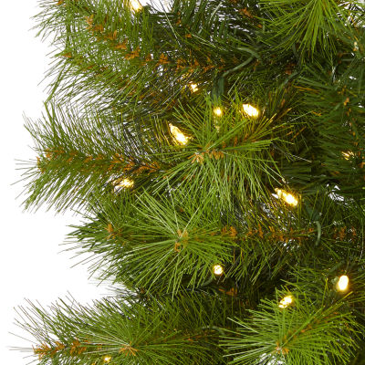 Nearly Natural Valley Faux 6 1/2 Foot Pre-Lit Pine Christmas Tree