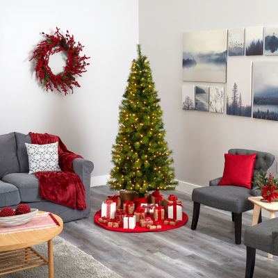 Nearly Natural Valley Faux 6 1/2 Foot Pre-Lit Pine Christmas Tree