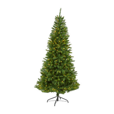 Nearly Natural Green Valley Faux 6 1/2 Foot Pre-Lit Fir Christmas Tree