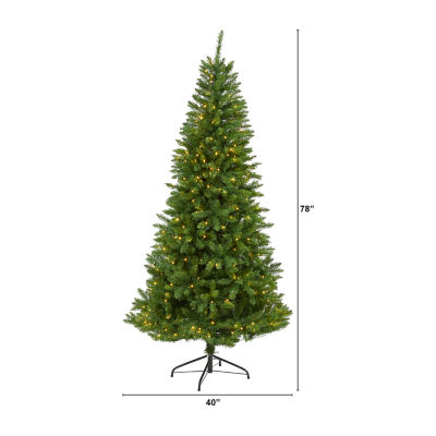 Nearly Natural Green Valley Faux 6 1/2 Foot Pre-Lit Fir Christmas Tree