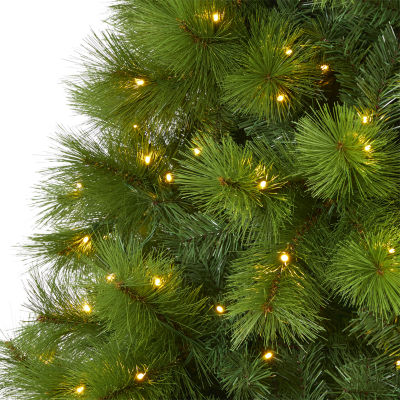 Nearly Natural Scotch Faux 7 1/2 Foot Pre-Lit Pine Christmas Tree