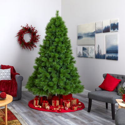 Nearly Natural Scotch Faux 7 1/2 Foot Pre-Lit Pine Christmas Tree