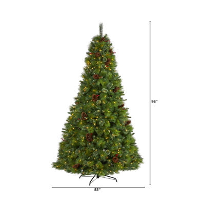 Nearly Natural Montana Mixed Faux 8 Foot Pre-Lit Pine Christmas Tree