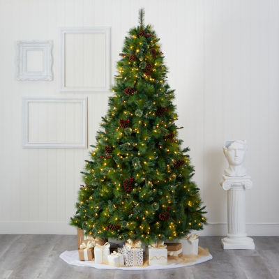 Nearly Natural Montana Mixed Faux 8 Foot Pre-Lit Pine Christmas Tree