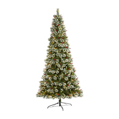 Nearly Natural Frosted Swiss Faux 9 Foot Pre-Lit Pine Christmas Tree