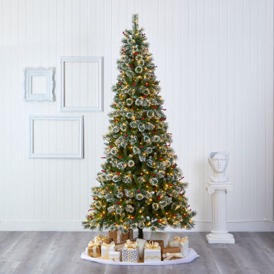 Nearly Natural Frosted Swiss Faux 9 Foot Pre-Lit Pine Christmas Tree