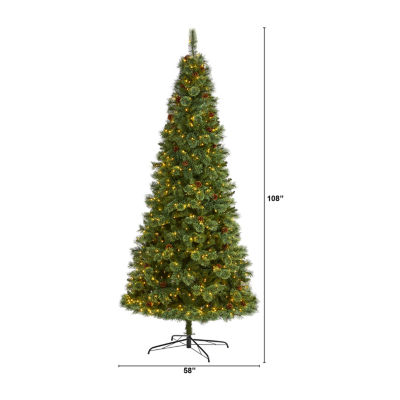 Nearly Natural Mountain Faux 9 Foot Pre-Lit Pine Christmas Tree