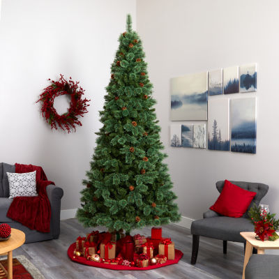 Nearly Natural Mountain Faux 9 Foot Pre-Lit Pine Christmas Tree