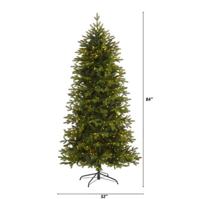 Nearly Natural Belgium Natural Look Faux 7 Foot Pre-Lit Fir Christmas Tree