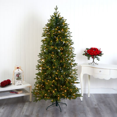 Nearly Natural Belgium Natural Look Faux 7 Foot Pre-Lit Fir Christmas Tree