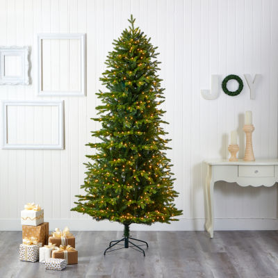 Nearly Natural Belgium Natural Look Faux 8 Foot Pre-Lit Fir Christmas Tree