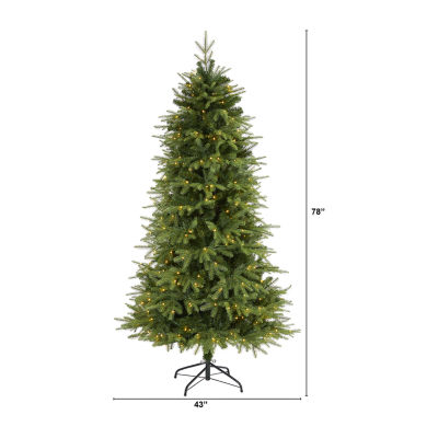 Nearly Natural Look Faux 6 1/2 Foot Pre-Lit Fir Christmas Tree