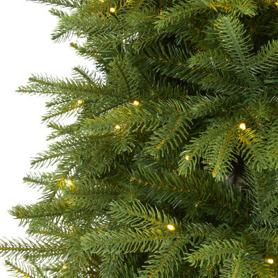 Nearly Natural Look Faux 6 1/2 Foot Pre-Lit Fir Christmas Tree