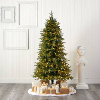 Nearly Natural Look Faux 6 1/2 Foot Pre-Lit Fir Christmas Tree