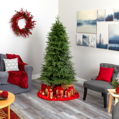 Nearly Natural Look Faux 6 1/2 Foot Pre-Lit Fir Christmas Tree