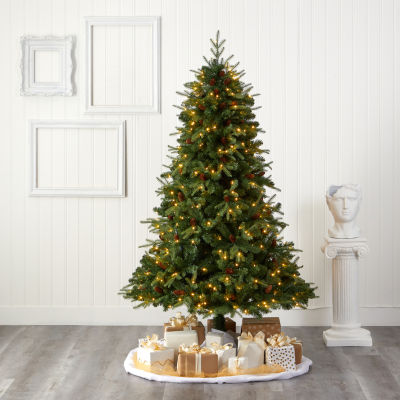 Nearly Natural Look Faux 7 Foot Pre-Lit Spruce Christmas Tree