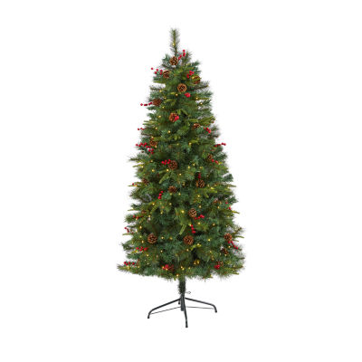 Nearly Natural Mixed 6 Foot Pre-Lit Pine Christmas Tree