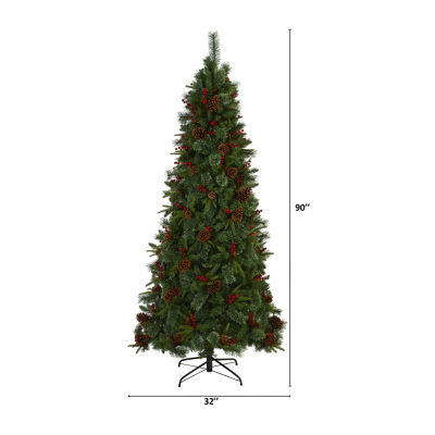 Nearly Natural Norway Mixed Faux 7 1/2 Foot Pre-Lit Pine Christmas Tree