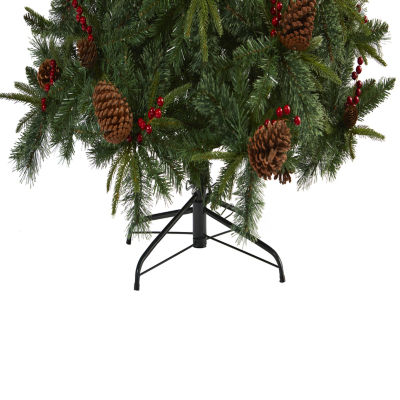 Nearly Natural Norway Mixed Faux 7 1/2 Foot Pre-Lit Pine Christmas Tree