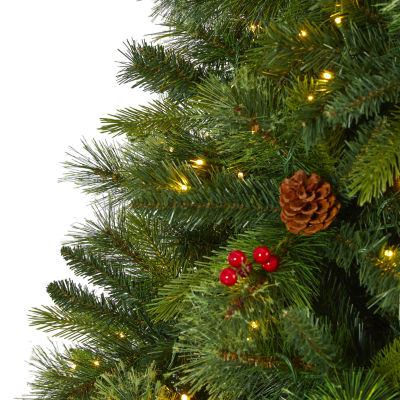 Nearly Natural Aberdeen Faux 8 Foot Pre-Lit Spruce Christmas Tree