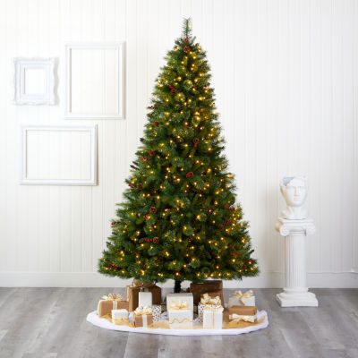 Nearly Natural Aberdeen Faux 8 Foot Pre-Lit Spruce Christmas Tree