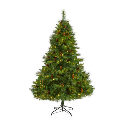 Nearly Natural Full Mixed 6 Foot Pre-Lit Pine Christmas Tree