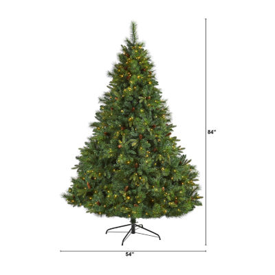 Nearly Natural Full Bodied Mixed Faux 7 Foot Pre-Lit Pine Christmas Tree