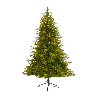 Nearly Natural Mountain Natural Look Faux 6 1/2 Foot Pre-Lit Fir Christmas Tree